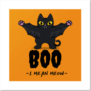 Boo, I mean Meow! Adorable Halloween CatBat Posters and Art